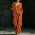 thumbnail image 6 of Guluxicc Women's 2-Piece Outfit Sets V-Neck 3/4 Sleeve Blouse and Wide Leg Pants Casual Loungewear Suit, 6 of 7