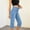 Light Blue, variant on Jesvior Women'S Pull On Denim Cropped Pants Elastic High Waisted Straight Leg Jeans with Pockets Casual Stretch Cotton Blend Trousers for Daily Wear