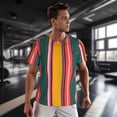thumbnail image 3 of Wukai Vertical Stripes Print Men's Short-Sleeved Mesh T-Shirt,Quick-Dry Short Sleeve Workout T-Shirt-Small, 3 of 8