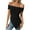 Black, variant on ABATAB Off the Shoulder Shirts for Women Bow Slim Fit Party Tops Short Sleeve Irregular Hem Trendy Summer Tshirt Blouses