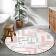 thumbnail image 3 of Modern Geometric Pink Round Area Rug 4Ft Washable Circle Rugs for Bedroom Dining Room, Abstract Minimalist Artwork Lines Non-Slip Carpet Floor Mats Indoor Outdoor Carpet Runner Aesthetic Home Decor, 3 of 8