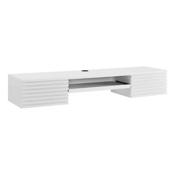 Pemberly Row Wall Mount Particleboard and Wood Office Desk in White