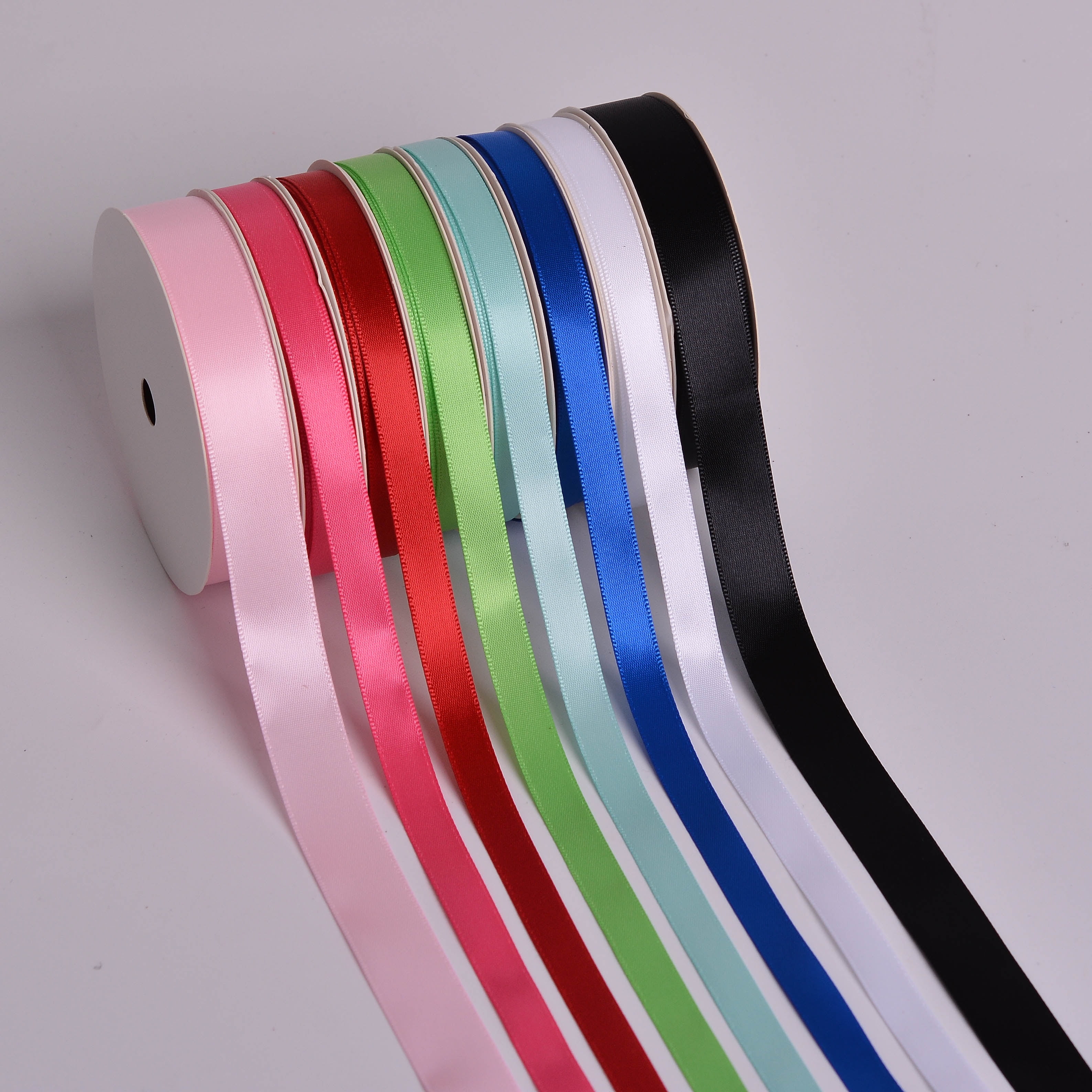 Yama Ribbon, Rainbow Colors Ribbon Tower, 8 Unique Single Face Satin Ribbons, 96 feet
