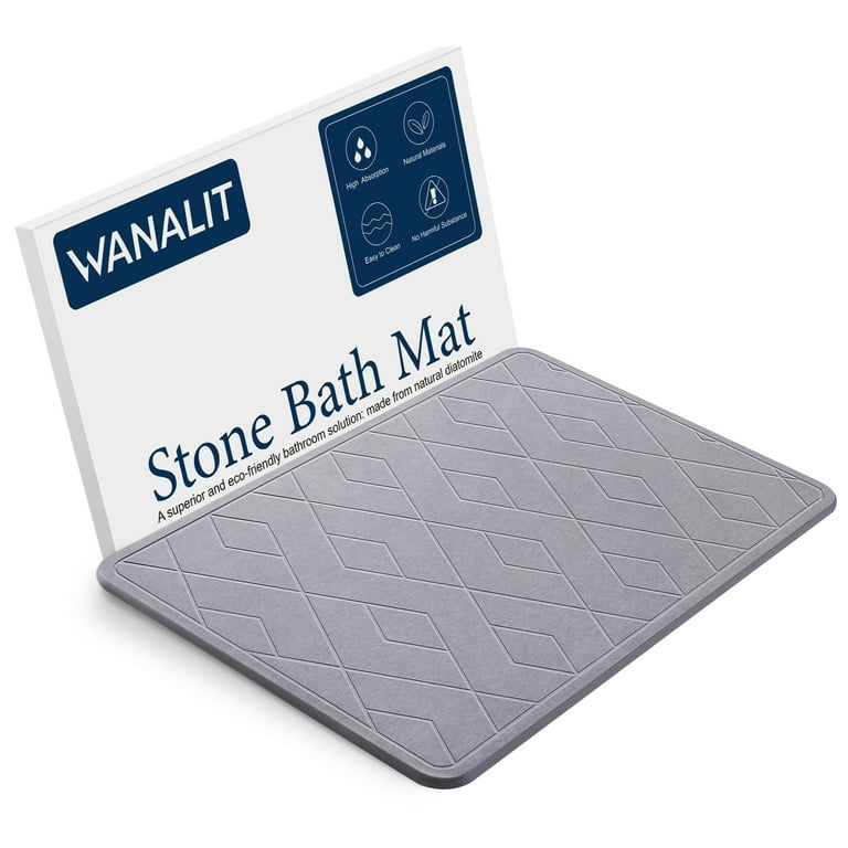 WANALIT Stone Bath Mat, Quick Drying Diatomaceous Earth Shower Mat