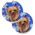 thumbnail image 1 of Yorkie Hiver Flocons de Neige Vacances Ensemble de 2 Porte-Gobelet Voiture Coaster, 1 of 1