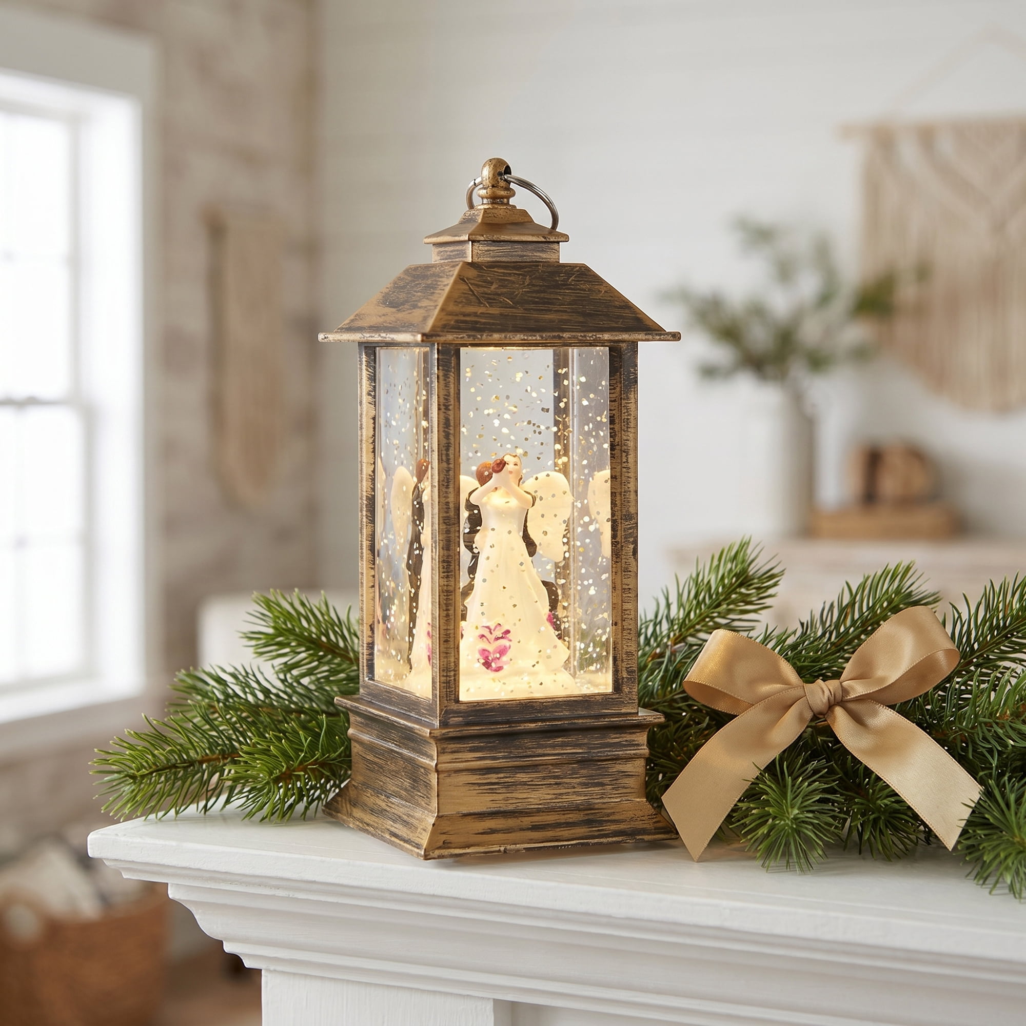 Unique Bargains Christmas Light Up Crystal Ball Mini LED Glitter Sphere Orb Brown Style D