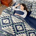 thumbnail image 4 of jejeloiu Ancient Aztec Theme 7-Piece Bedding Comforter Set,Retro Geometric Rhombus King Bedding Sets,Beige Blue Bed Sheets For Kids,Breathable Home Decor Reversible, 4 of 8