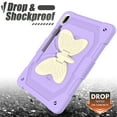 thumbnail image 3 of Protective Case for Samsung Galaxy Tab S10+ Plus/ Tab S9+ Plus/ Tab S9 FE+ Plus 12.4", Cute Butterfly Kids Friendly Kickstand Shockproof Case with Shoulder Strap & Pen Holder,Purple+Beige, 3 of 7