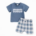 thumbnail image 2 of UAYOTSE Baby Boys Summer Clothes Dad/Mom Boy Matching Outfit Short Sleeve Embroidered T Shirt Plaid Toddler Shorts Set,Sizes 0-6 Months, 2 of 4