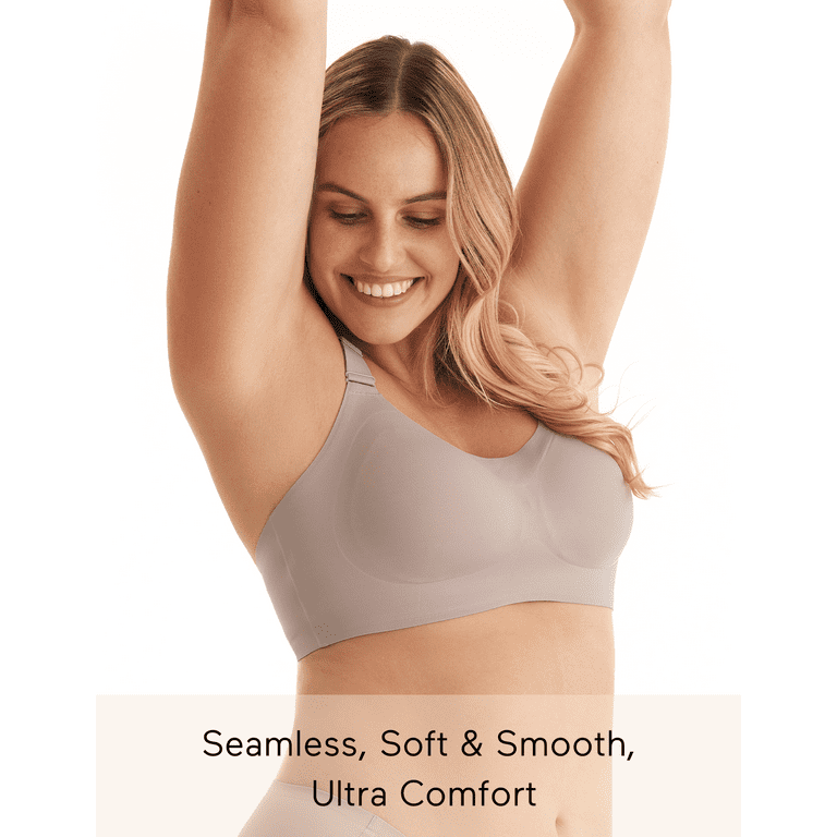 Momcozy Seamless Bra for Women, Wireless Invisible Support Bra, Comfortable  Soft Adjustable, Light Curry