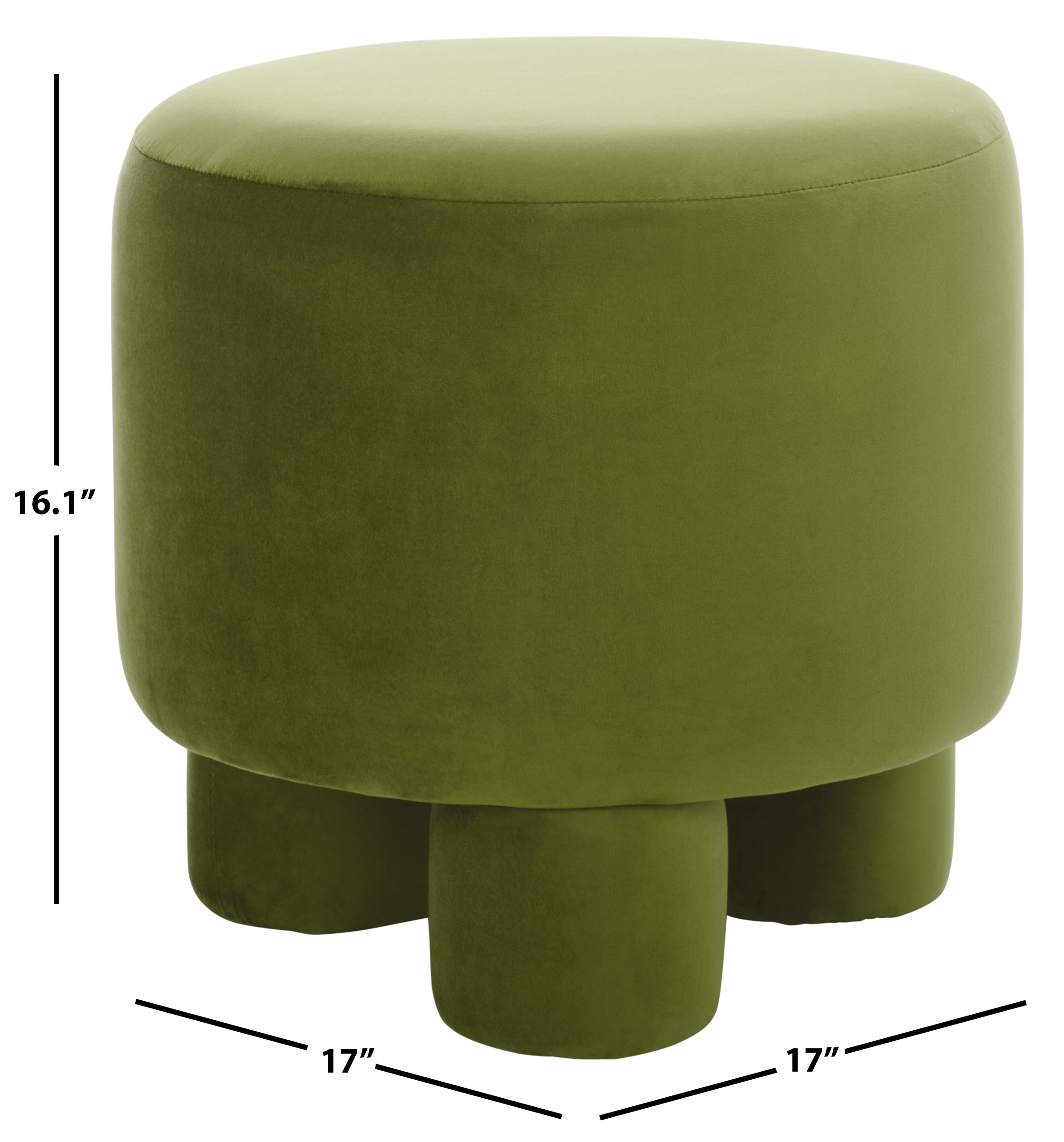 Safavieh Naref Mid-Century Round Ottoman, Olive