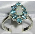 thumbnail image 3 of LBG British Made Solid Sterling Silver Natural Opal & Blue Topaz Womens Anniversary Ring - 33 size options - Size 10.25, 3 of 6