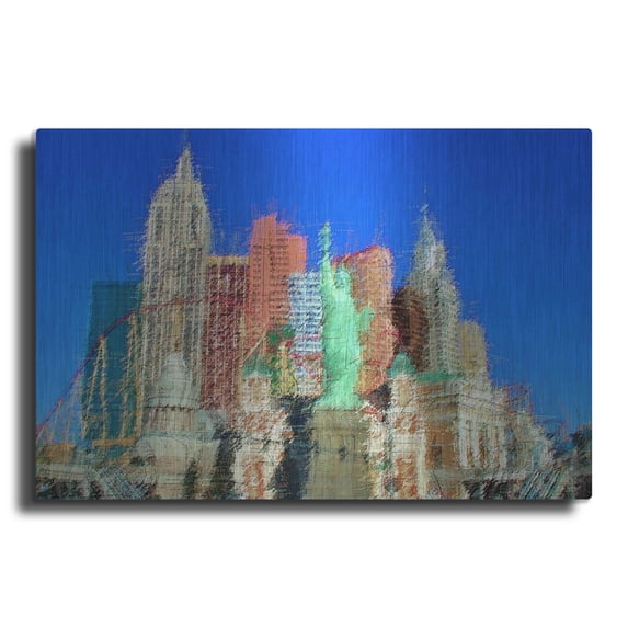 Luxe Metal Art 'NewYorkLasVegas' by David Manlove, Metal Wall Art, 36"x24"