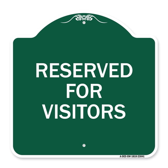 SignMission A-DES-GW-1818-23041 18 x 18 in. Designer Series Sign - Reserved Parking Sign Reserved Parking for Visitors, Green & White