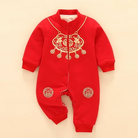 

Hunpta Year Suit Sets Jumpsuit Fleeces Thick Girls Infant Romper Tang Baby Girls Romper&Jumpsuit