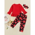 thumbnail image 4 of Kiapeise Toddler Baby Girls Valentine's Day Outfits Ruffle Dress Top and Love Heart Printed Leggings Pants Girl Holiday Clothes, 4 of 9