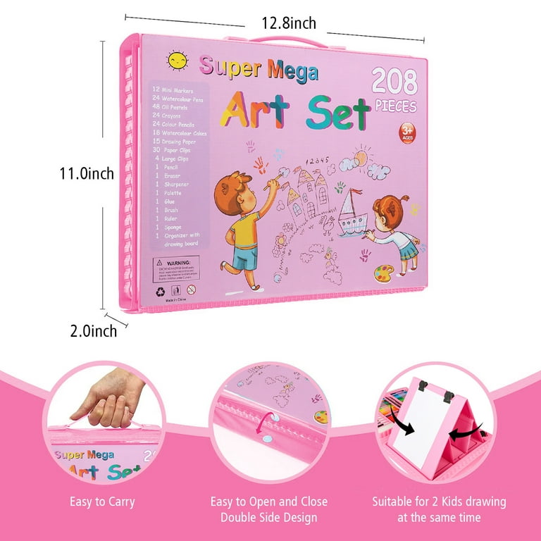 Hot Bee Art Set for Kids, Color Set with 208 Pcs Art Supplies, Pink Coloring  Kit for Girls 4-6, Perfect Christmas Gifts Drawing Arts & Crafts Kit for  School and Art Beginners