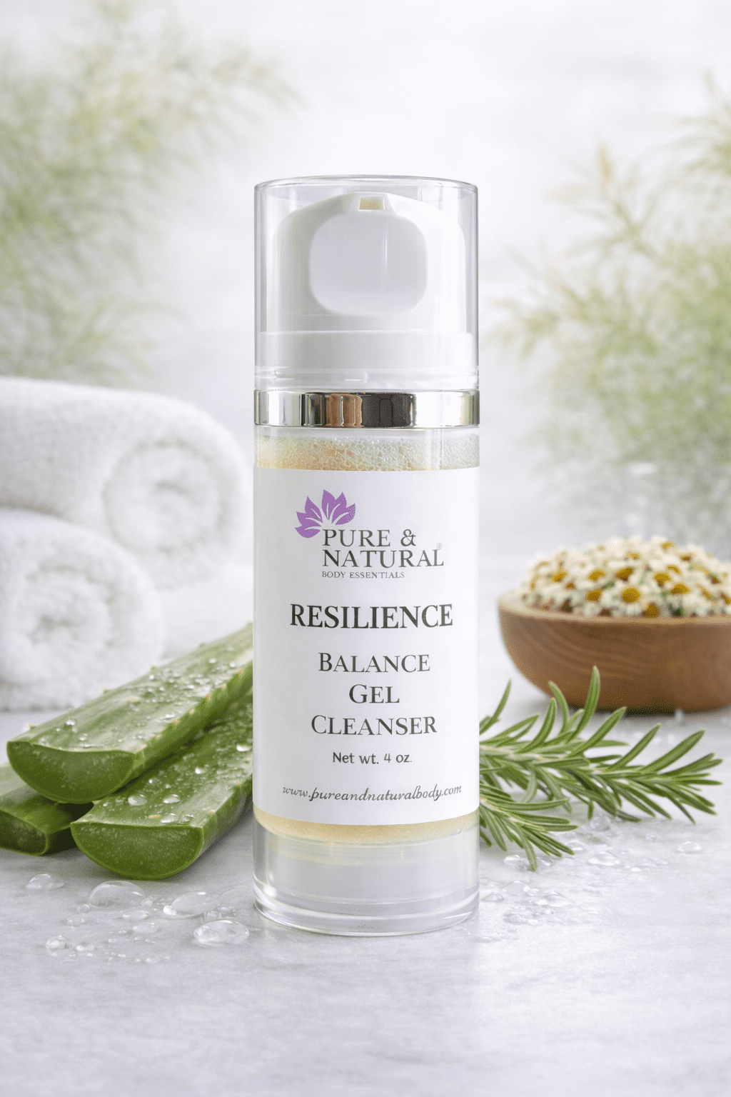 Pure & Natural Body Essentials Resilience Gentle Face Wash for Sensitive Skin, Lightweight Daily Cleanser Gel, 3.4 oz