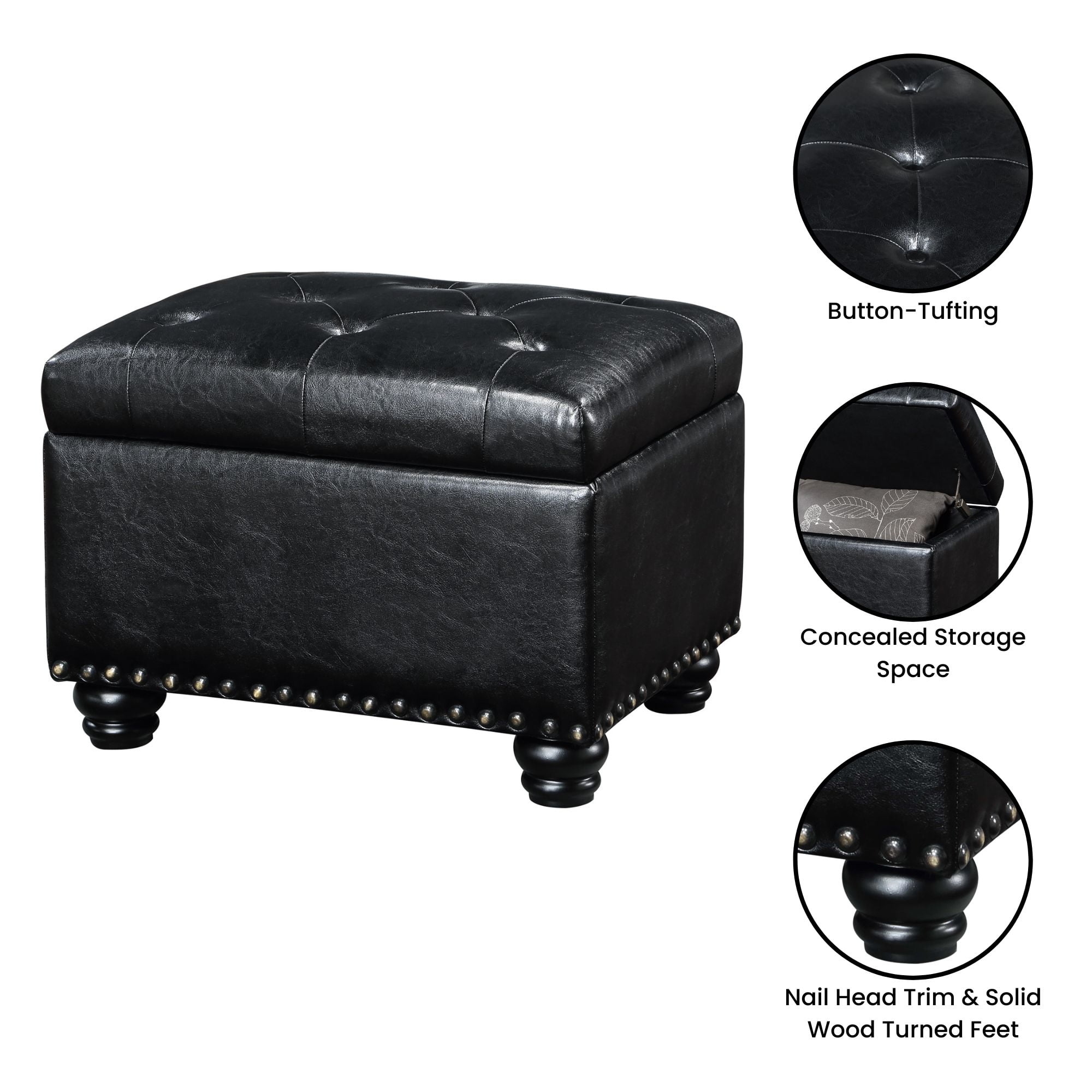 Convenience Concepts Designs4Comfort 5th Avenue Storage Ottoman, Multiple Finishes