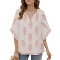 thumbnail image 4 of Womens Boho Tops 3/4 Sleeve V Neck Cotton Tunic Flowy Shirt – Casual Loose Fit Summer Bohemian Peasant Blouse,M, 4 of 5