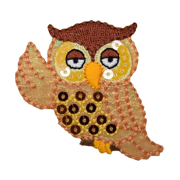 Sequin Owl - Golden Bird - Iron On Applique/Embroidered Patch