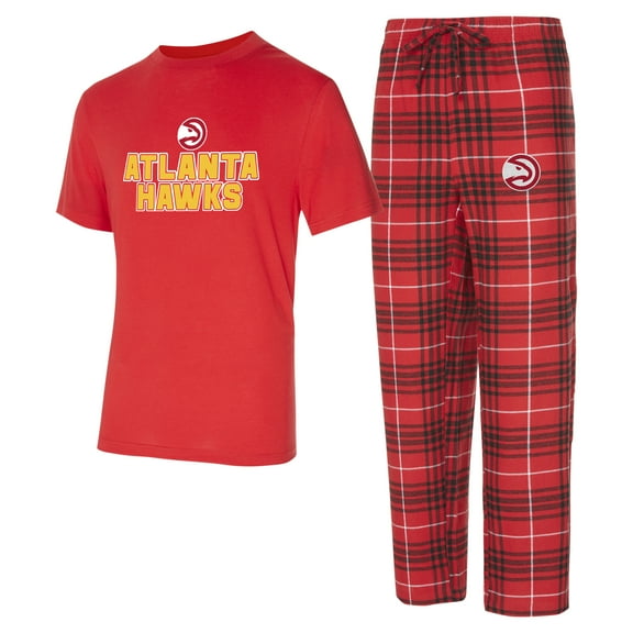 Men's Concepts Sport  Red/Black Atlanta Hawks Vector Top & Flannel Pants Sleep Set