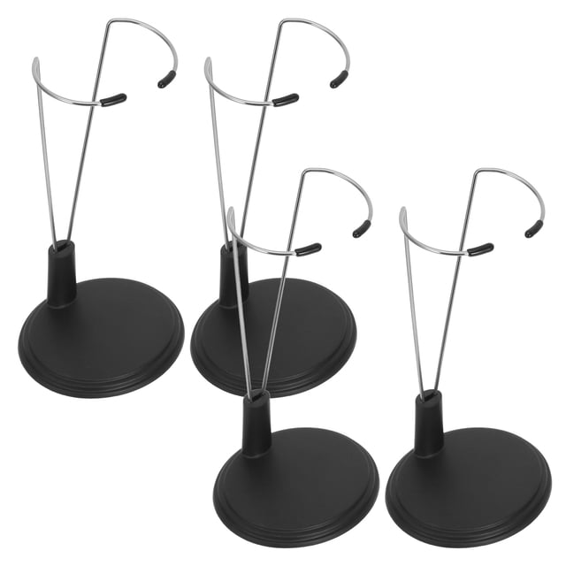 OULII 4pcs Doll Display Stand: 4pcs Action Figure Support Frame with Glow Stick Holder, (Black 20cm Height 12 14cm)