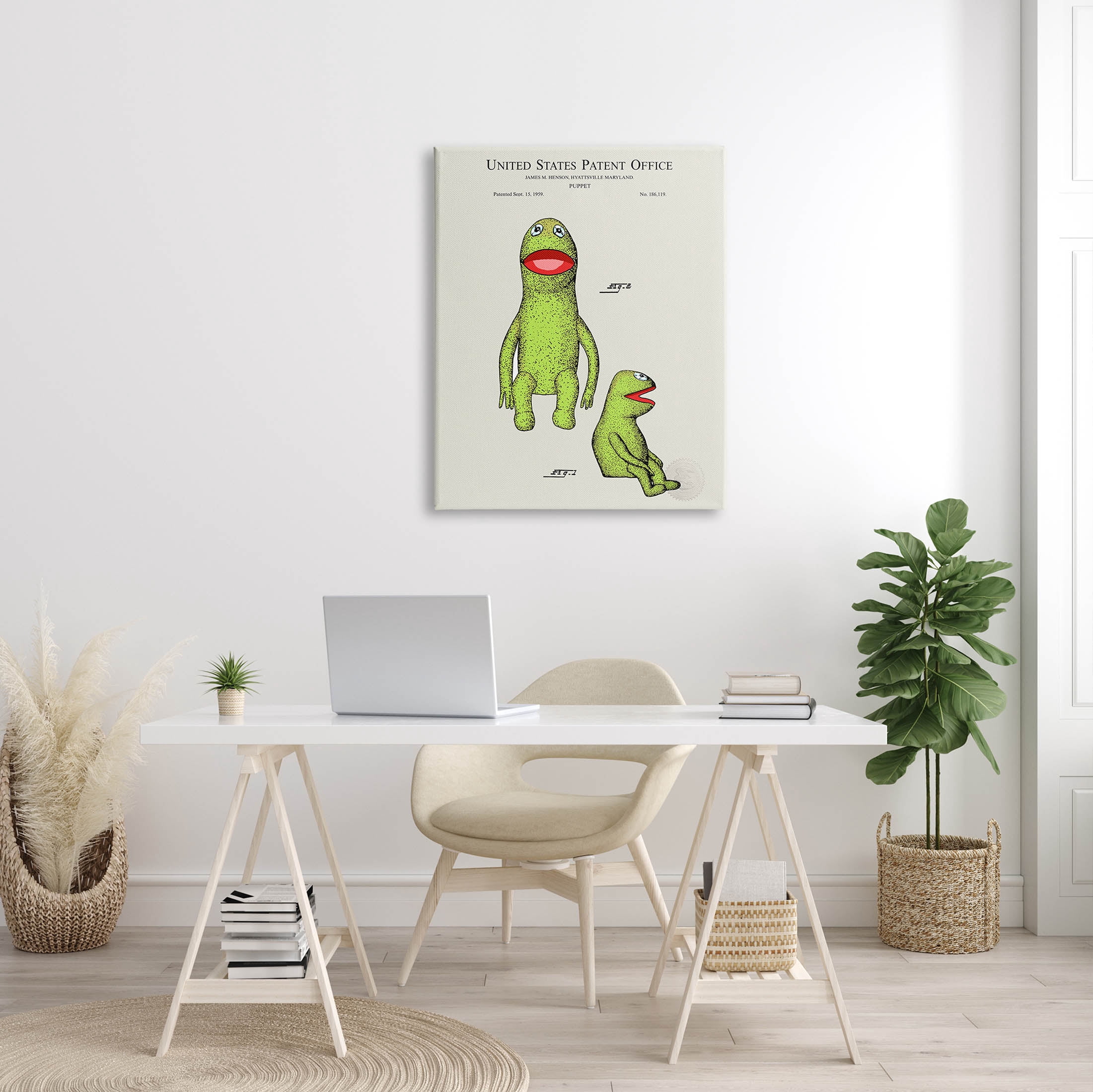 Stupell Industries Antique Frog Character Patent Graphic Art Gallery Wrapped Canvas Print Wall Art, Design by Karl Hronek
