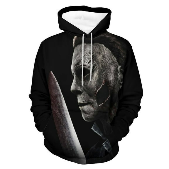 Michael Myers Hoodies for Men Women 3D Print Pullover Novelty Hooded Sweatshirt Hoodies with Big Pockets S