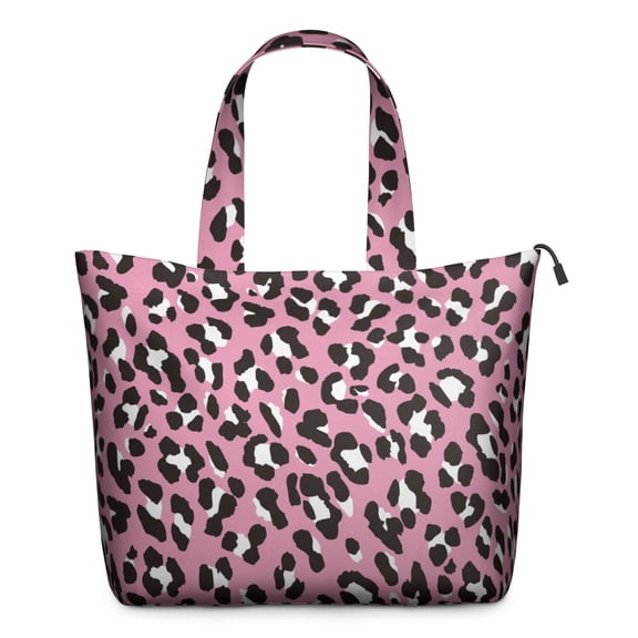 Pink and Black Of Leopard Print Travel Tote Bags for Women Carry On,Large Weekender Bags for Women Travel,Multi Functional Duffle Bag for Work,Shopping,Sports