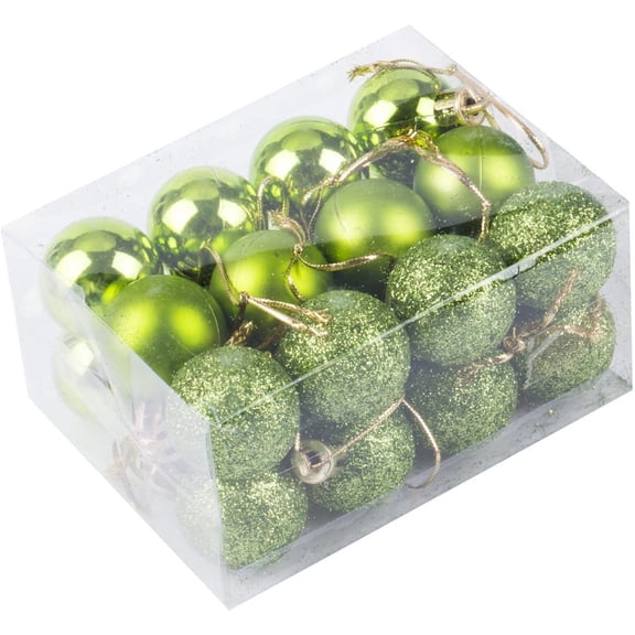 24pcs Christmas Ball Baubles, 1.2" Shatterproof Assorted Plastic Hang Balls Pendant for Tiny Xmas Tree Decoration