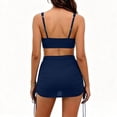thumbnail image 4 of Guluxicc 3 Piece Womens' Mesh Skirted Bikini Sets Square Neck Top with Side Drawstring Solid Color Summer Beach Swimwear Bathing Suit, 4 of 8