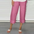 thumbnail image 2 of Lenpel Women's Wide Leg Capri Pants Lightweight High Waisted Palazzo Casual Trousers Loose Cropped Lounge Pants, 2 of 5