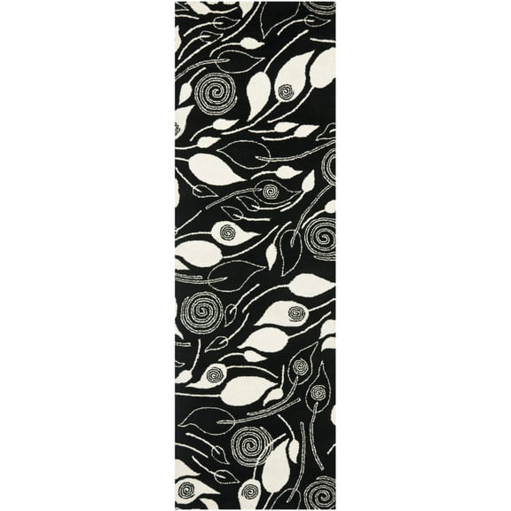 SAFAVIEH Soho Cantor Abstract Wool Area Rug, Black/Ivory, 6' x 6' Round