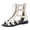 White, variant on Womens Gladiator Sandals Hollow out Open Toe Summer Ankle Boots with Back Zipper Retro Studded Lace up Soft Leather Beach Flat Shoes Black Size 8.5