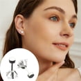 thumbnail image 3 of CILENON Small Stainless Steel Ear Stud Square Ear Stud Screw Ball Round Cake Zircon Ear Stud (F,One Size), 3 of 4