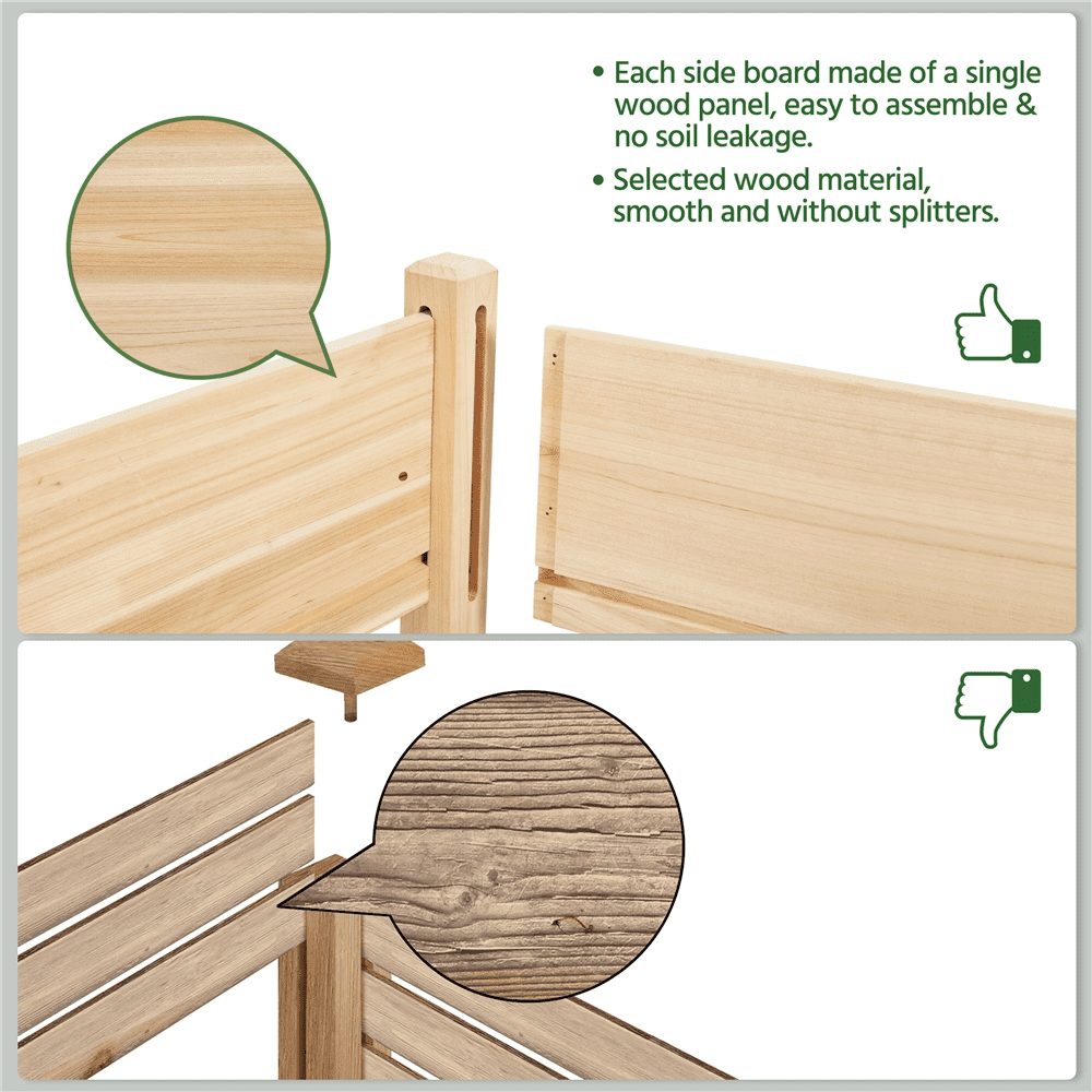 Renwick 2-tier Elevated Wooden Planter Box for Garden Yard Patio, Wood