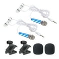 thumbnail image 1 of Mini Microphone Portable, Microphone Vocal Bleu pour Chanter avec Écouteurs, Support de Micro et Couverture, Lot de 2, 1 of 5
