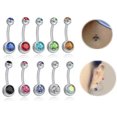 thumbnail image 5 of HOOUN 1PC Belly Bar Crystal Gem Navel Ring Surgical Steel Body Piercing Jewellery-Clear, 5 of 9