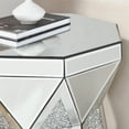 thumbnail image 3 of Silver Mirrored Drum End Table, Drum Coffee Table with Crystal Inlay Decor, Modern Side Table Accent Table, Mirrored Console Table Nightstand for Living Room, Bedroom, 3 of 8