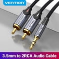 thumbnail image 2 of RCA Cable 3.5mm to 2RCA Splitter RCA Jack 3.5 Cable RCA Audio Cable for Smartphone Amplifier Home Theater AUX Cable RCA New Alloy Cotton 2 0.5m, 2 of 6