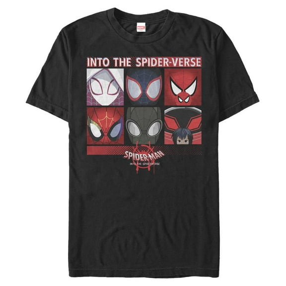 Men's Marvel Spider-Man: Into the Spider-Verse Mask Collage Graphic Tee Black Medium