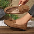 thumbnail image 4 of Pandaie Loafers for Women Comfortable Suede Tassel Walking Slip on Flats Shoes Lightweight Business Casual Work Penny Loafer Brown Size 6.5, 4 of 9