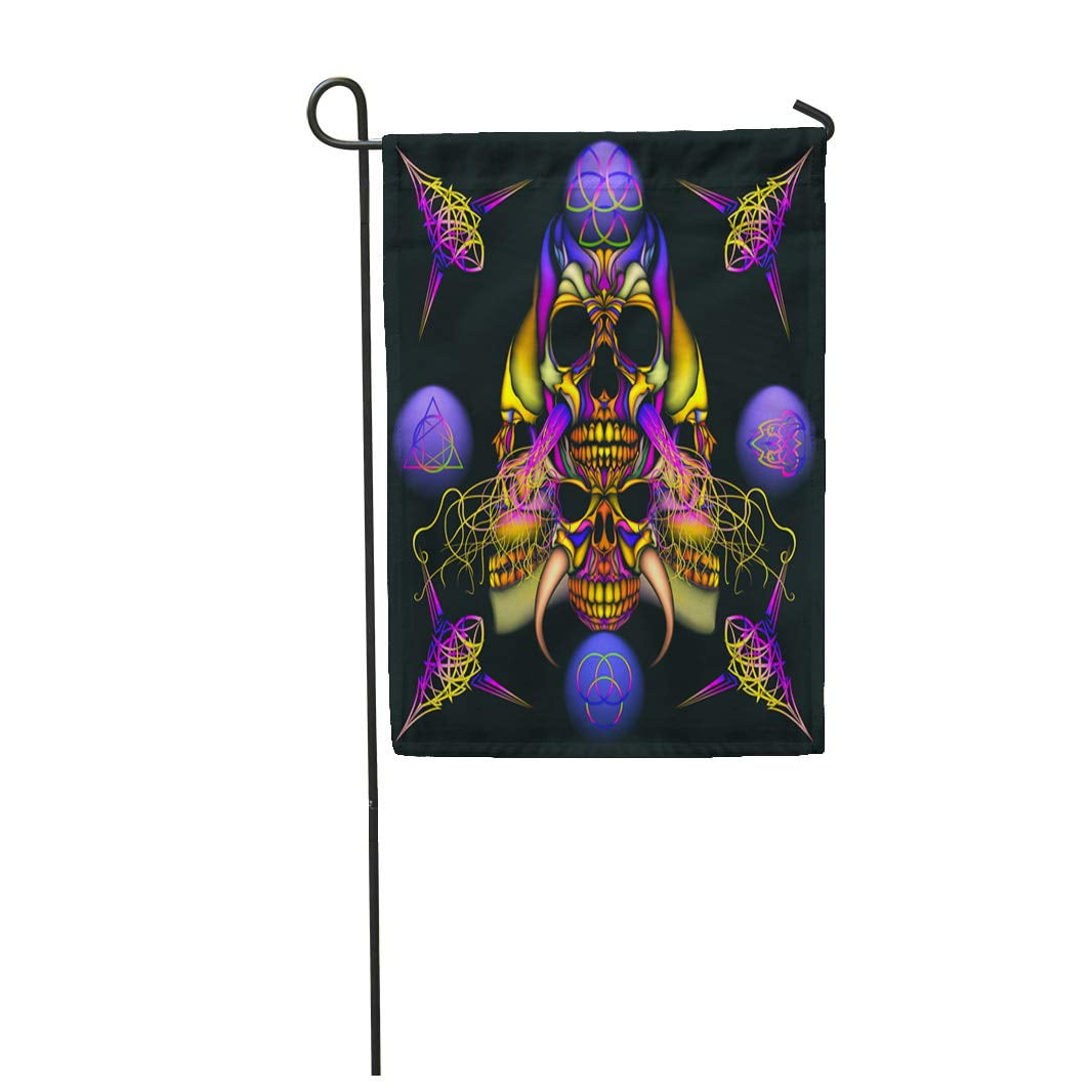 POGLIP Colorful Color Psychedelic Skull Cluster Human Black Head