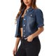 thumbnail image 4 of CHAQUETA DE JEAN PARA MUJER INSPIRE CHIC, CON MANGAS CORTAS Y PUFF, CUELLO CAÍDO, AZUL OSCURO, TALLA M, 4 of 6