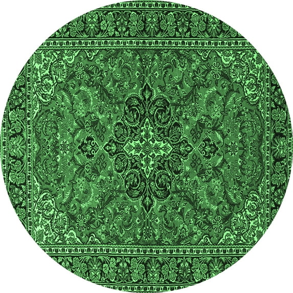 Ahgly Company Indoor Round Persian Emerald Green Traditional Area Rugs, 7' Round