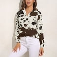 thumbnail image 3 of Cow Print Textures Long Sleeve Blouse Woman Streetwear Casual Shirts Summer Oversize Woman Streetwear Clothing Birthday Present, 3 of 7