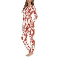 thumbnail image 2 of FKELYI Christmas Ho Ho Pjs for Girls Size L Soft Women Sleepwear Plus Size 2 PCS Lightweight Red Round Neck Birthday Pajamas for Women, 2 of 5