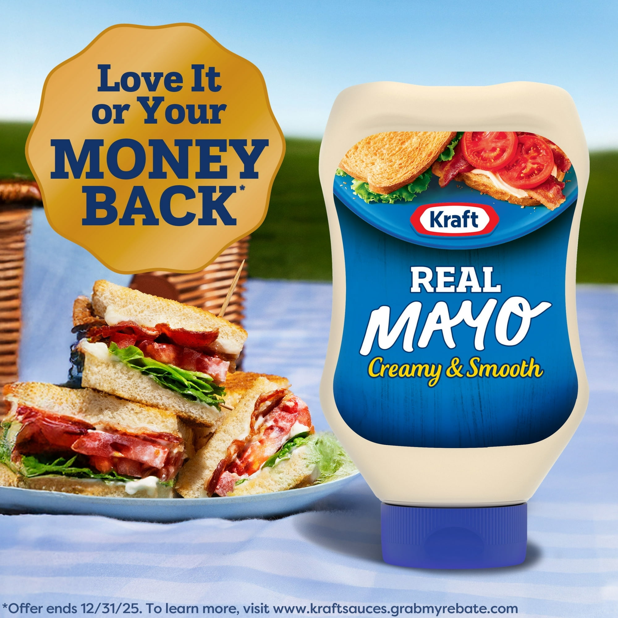 Kraft Real Mayo Creamy & Smooth Mayonnaise Squeeze Bottle 22 fl oz (Pack of 6)