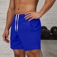 thumbnail image 4 of Lenago Men's Shorts Athletic Mens Shorts Casual Men's Solid Color Pants Bandage Elastic Waist Pocket Casual Fashionable Shorts Blue XXXL, 4 of 5